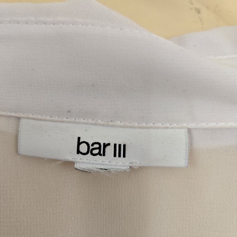 Bar III Sheer White Tie-Front Blouse - Picture 2 of 2
